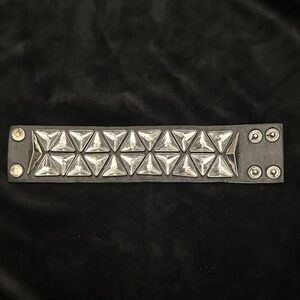 Vintage Juicy Couture Black and Silver Studded Women's Bracelet